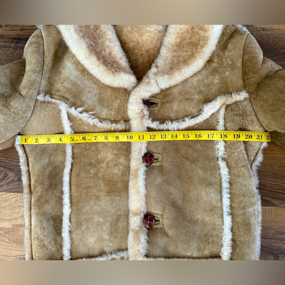 VTG The Sheepskin Traders Shearling Suede Coat Jacket Sz 38 Rancher Tan 80s,USA‎ - Picture 4 of 10